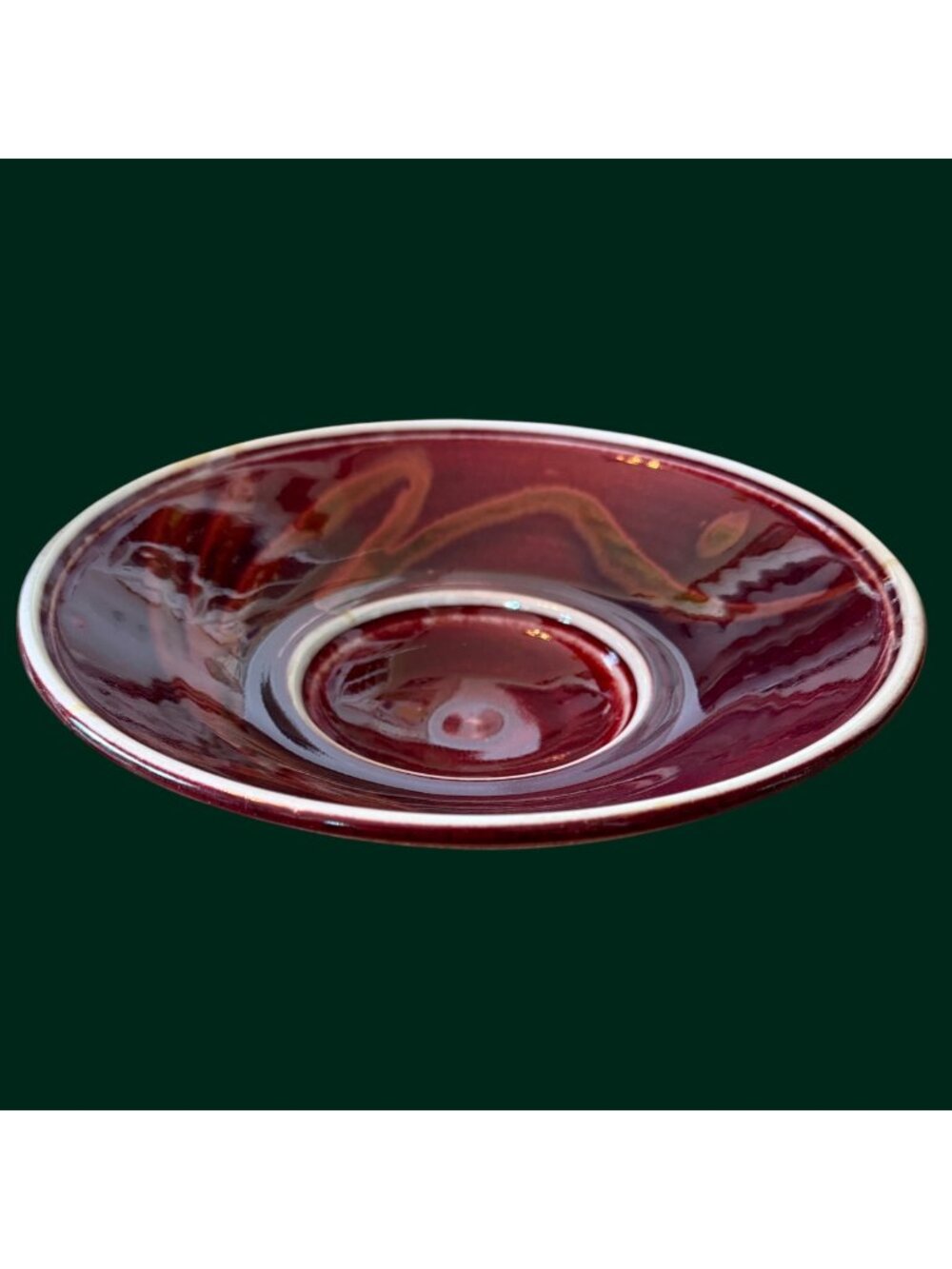 Vintage Gail Russell Deep Burgundy Footed Studio Pottery Rustic Earthy Bowl